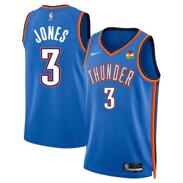 Mens Oklahoma City Thunder #3 Dillon Jones Blue 2024 Draft Icon Edition Stitched Basketball Jersey Dzhi